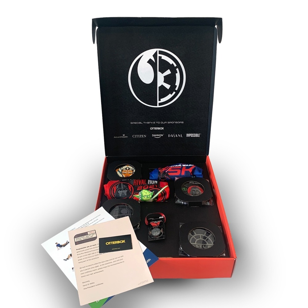 runDisney 2021 Virtual Star Wars Rival Run Weekend Box 4 Medals 2 Shirts 1 Pin